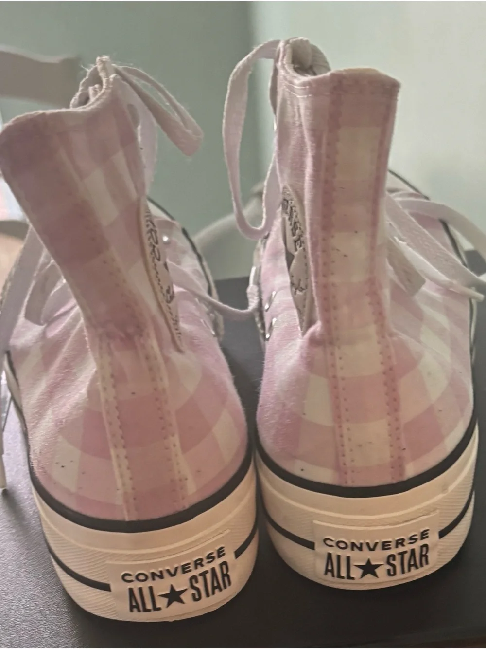 Converse Pink Gingham Chuck Taylor All Star High-Top Sneakers - Picture 4 of 6
